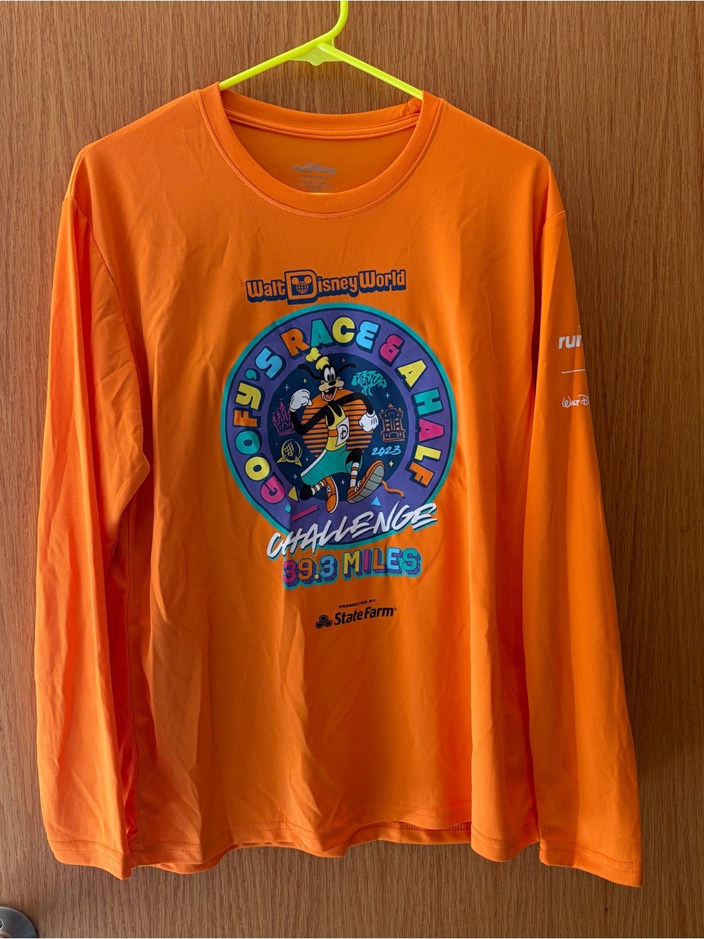 Disney Orange Goofy Race & A Half Challenge Long Sleeve Shirt 2023